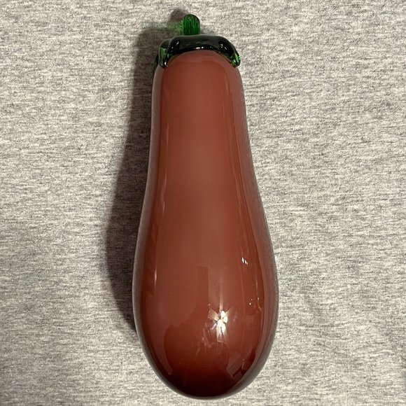 Art Glass Hand Blown Murano Style Purple Eggplant - Picture 1 of 11